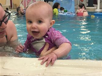 Baby at swim lessons